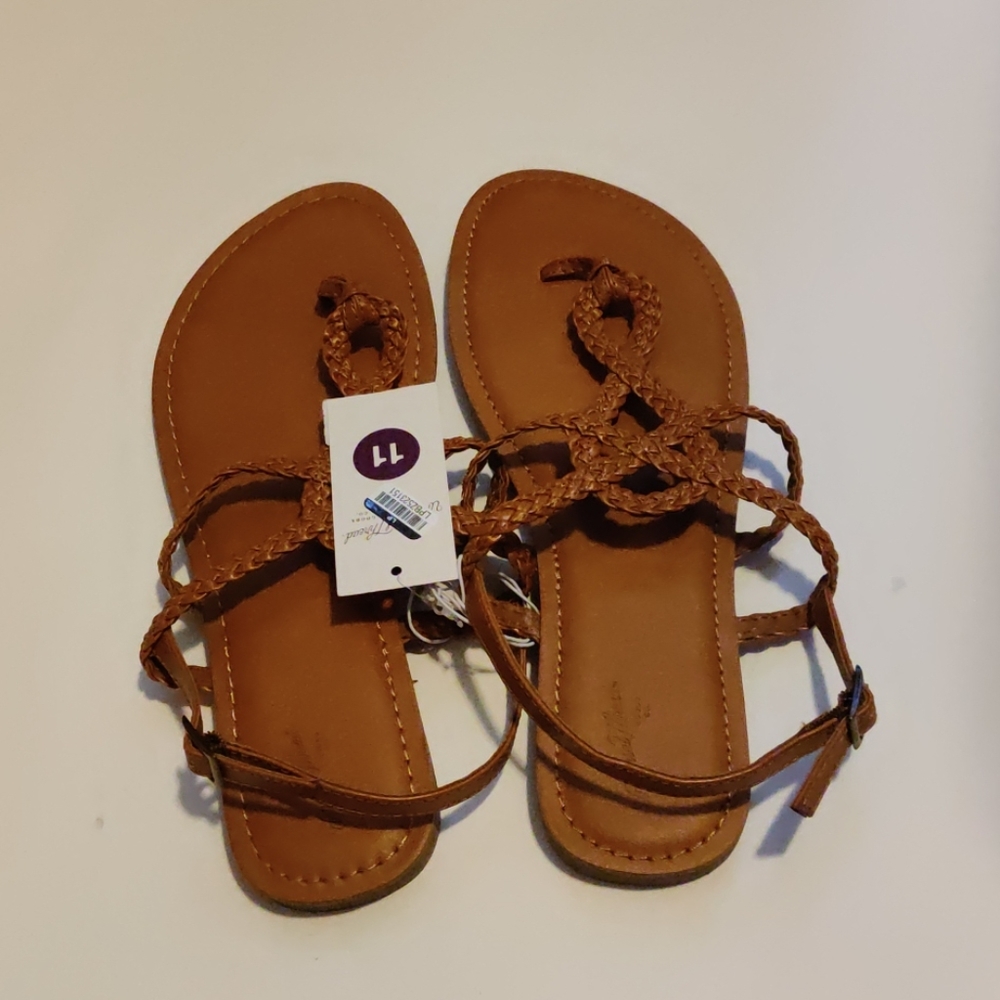 Jana braided thong ankle-strap sandals Cognac